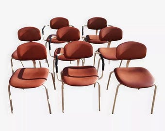 Set of 6 Pierre Paulin 420-44 Strafor-Steelcase Vintage chairs / Strafor office chairs, mint green design / vintage design / Magic'Puce