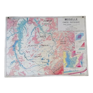Ancienne carte MDI Moselle-France - Grand Est / Carte France Vintage / mappemonde / Magic'Puce