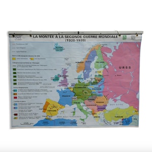 Carte scolaire vintage MDI Europe - Seconde Guerre // Carte école // Ancienne carte / Mappemonde / Magic'Puce