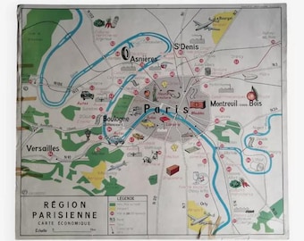 Vintage school map MDI France Paris Region / Original poster France MDI / Magic'Puce