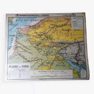 Ancienne carte scolaire : France, plaine du Nord Hatier Kaeppelin Numéro 8 / Ancienne carte / Magic'Puce / Mappemonde