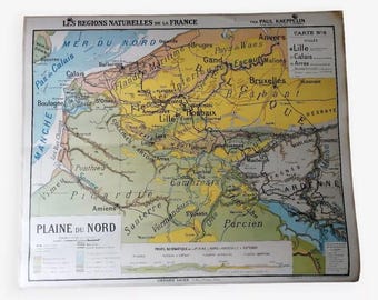 Old school map: France, Northern Plain Hatier Kaeppelin Number 8 / Old map / Magic'Puce / Mappemonde
