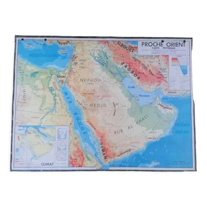 Ancienne carte MDI Proche Orient / Carte poster vintage proche orient édition MDI / Mappemonde / Magic'Puce