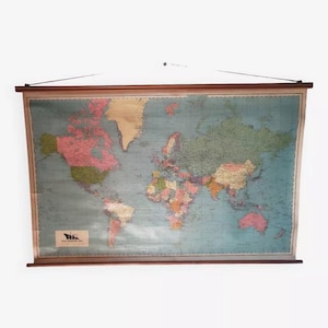 Ancien planisphère mappemonde Royal Interocean Lines  / Ancienne carte du monde / Mappemonde / Magic'Puce