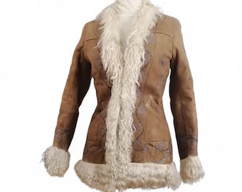 Vintage 1970s Penny Lane Coat - Embroidered Sheepskin and Suede Afghan Jacket // Magic'Puce