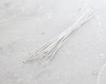 2154 Sterling silver pin 0.4x50 mm Ball pins Jewelry findings Pin 925 silver Jewelry supplies Silver findings Pin for jewelry 20 pcs