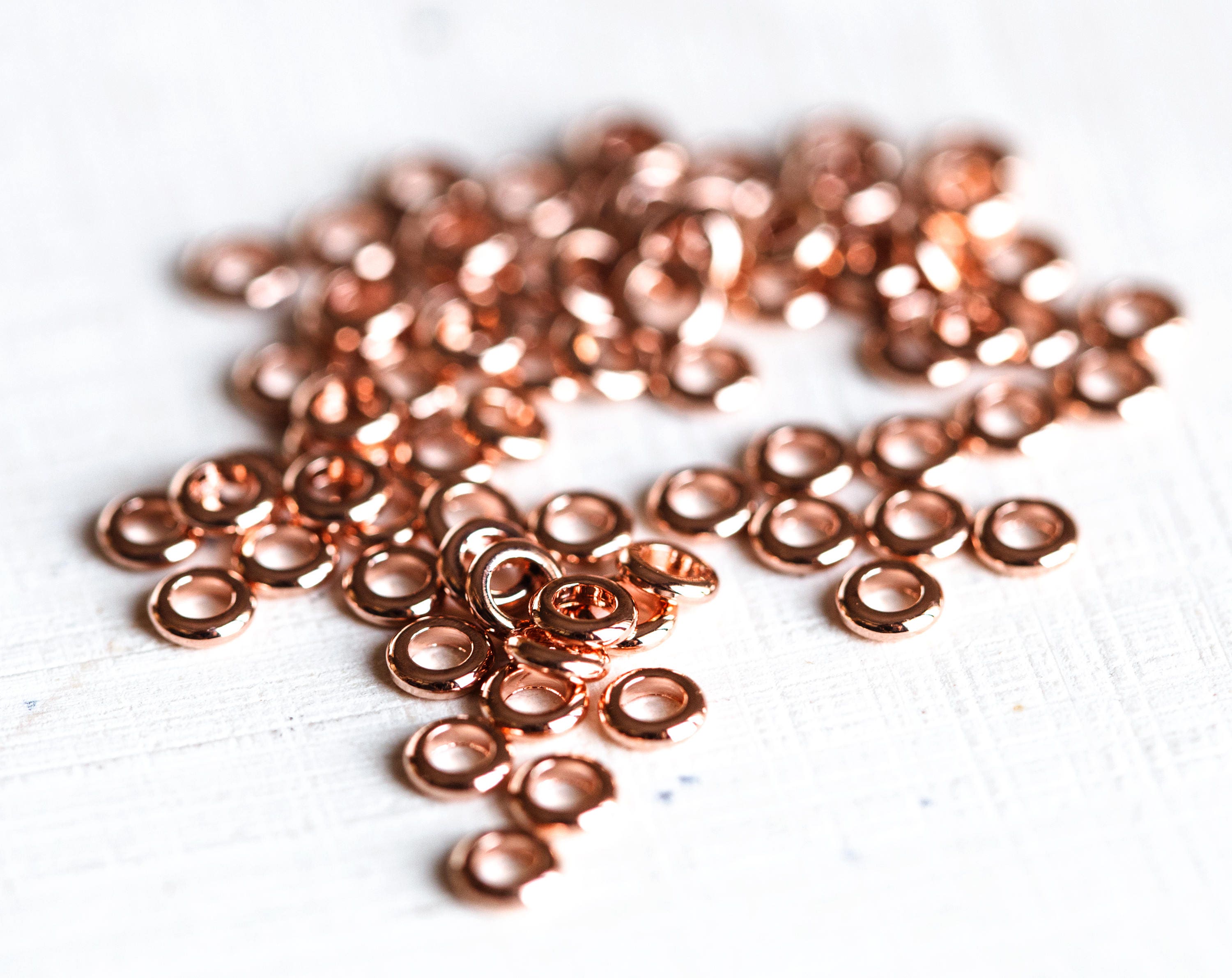 2980 Rose gold O beads 4 mm Ring beads Gold plated beads Small Etsy