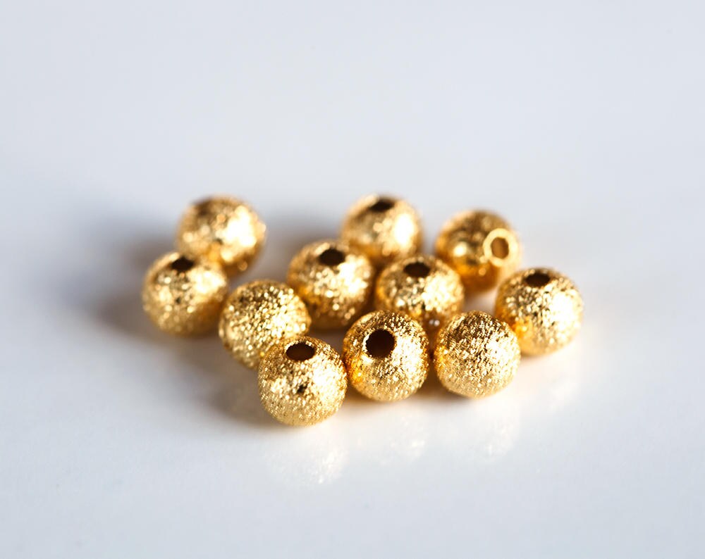 2986 Gold beads 5mm Small beads Gold plated beads Frosted Etsy