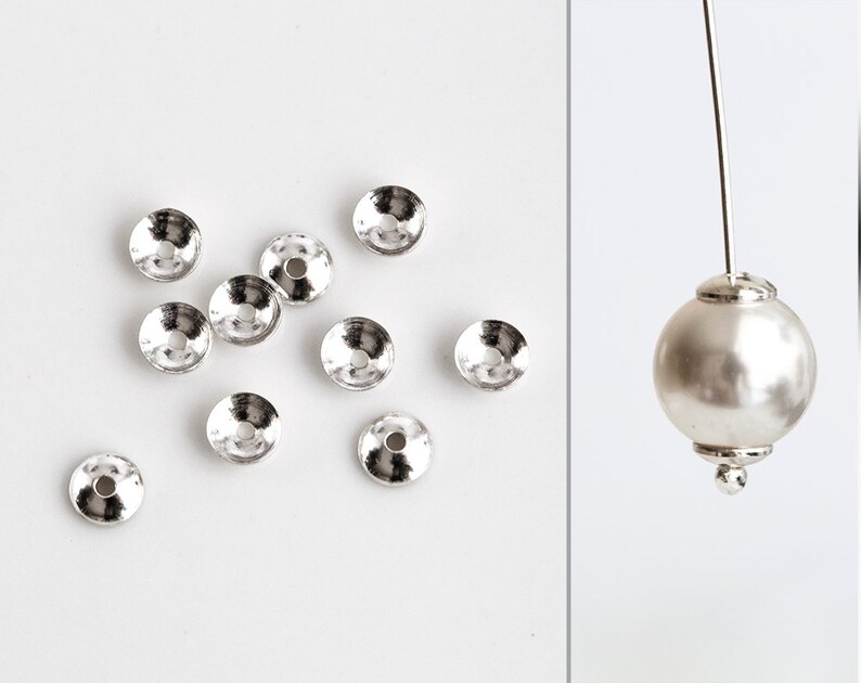 4mm diámetro del grano gorras resultados para la fabricación de joyas Artesanías 100 chapado en plata