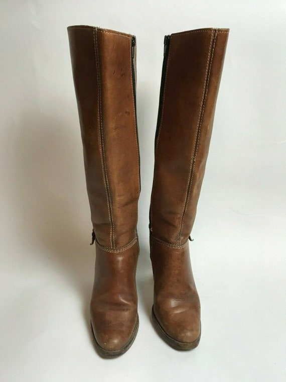ladies knee high tan leather boots