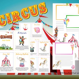 Circus and Carnival Fact Cards with Journaling Pages for Homeschool and Unit Study