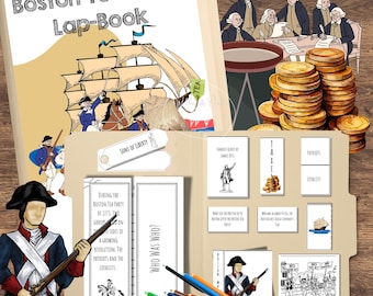 Cuaderno portátil y herramienta de estudio sobre la Fiesta del Té de Boston / Educación en casa