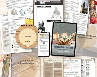 Forjadores de palabras y escritores. Parte 1: Del Clásico al Renacimiento / Plan de estudios imprimible para la educación en casa / Escuela secundaria / Literatura y escritura