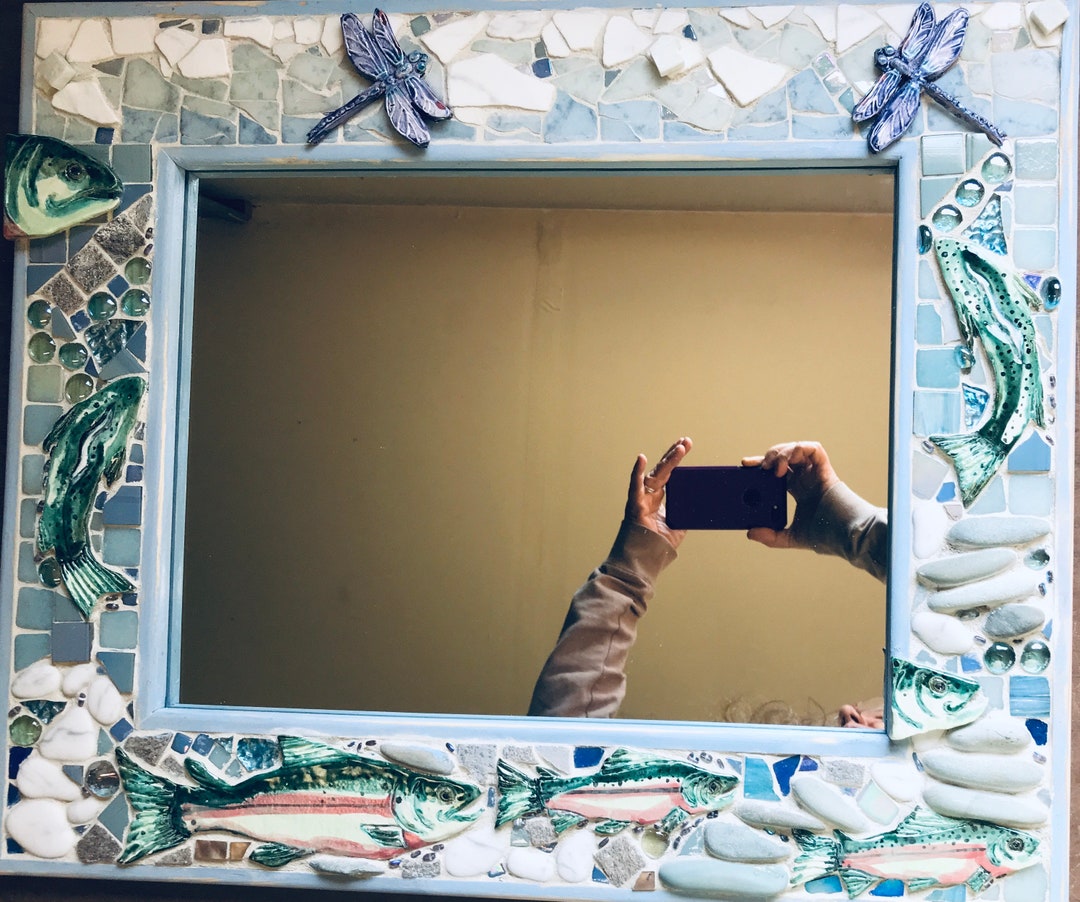 Mirror Pattern Fish Custom Mosaic Trout Fish Mirror - Etsy