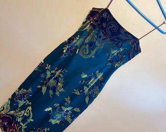 Vintage Alexia Admor Long Velvet Floral Burnout Midi Bodycon Dress Y2K 90’s Silk Blend Size 6 Dark Romance