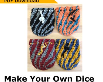 Patrón de bolsa de dados de crochet a rayas: Juego de rol (patrón PDF)