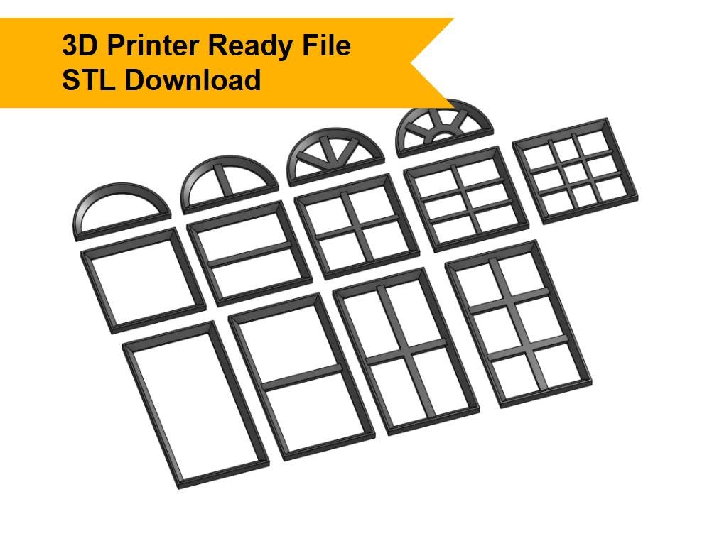 13 STL Window 3d Printing Models for Diorama Buildings in Modern Styles ...