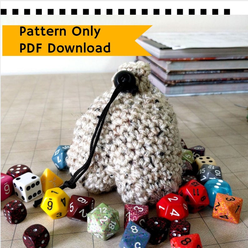 PATTERN: Testicle Dice ball Bag, mature crochet pattern drawstring bag sack, crochet tutorial, instructions, roleplaying bag, easy US terms image 5