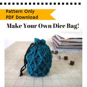 PATTERN: Dice Bag Dragon Egg, crochet pattern drawstring bag, crochet tutorial, RPG dice bag instructions, roleplaying bag, intermediate image 4