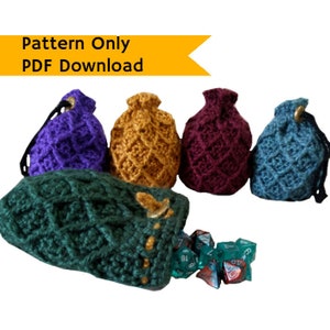 PATTERN: Dice Bag Dragon Egg, crochet pattern drawstring bag, crochet tutorial, RPG dice bag instructions, roleplaying bag, intermediate