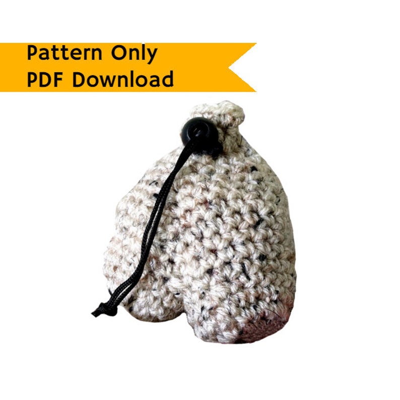 PATTERN: Testicle Dice ball Bag, mature crochet pattern drawstring bag sack, crochet tutorial, instructions, roleplaying bag, easy US terms image 1