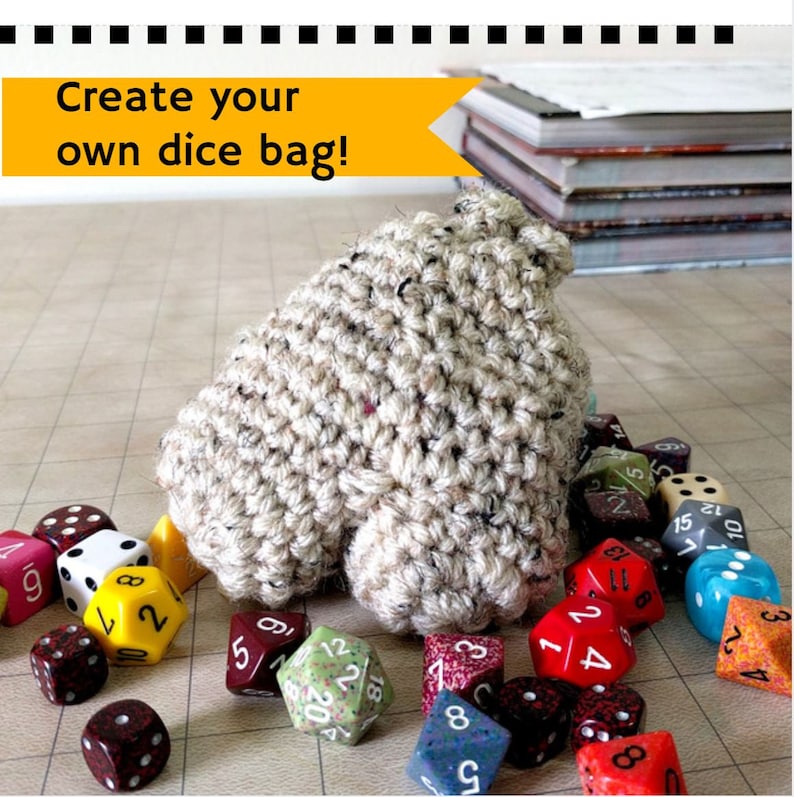 PATTERN: Testicle Dice ball Bag, mature crochet pattern drawstring bag sack, crochet tutorial, instructions, roleplaying bag, easy US terms image 2