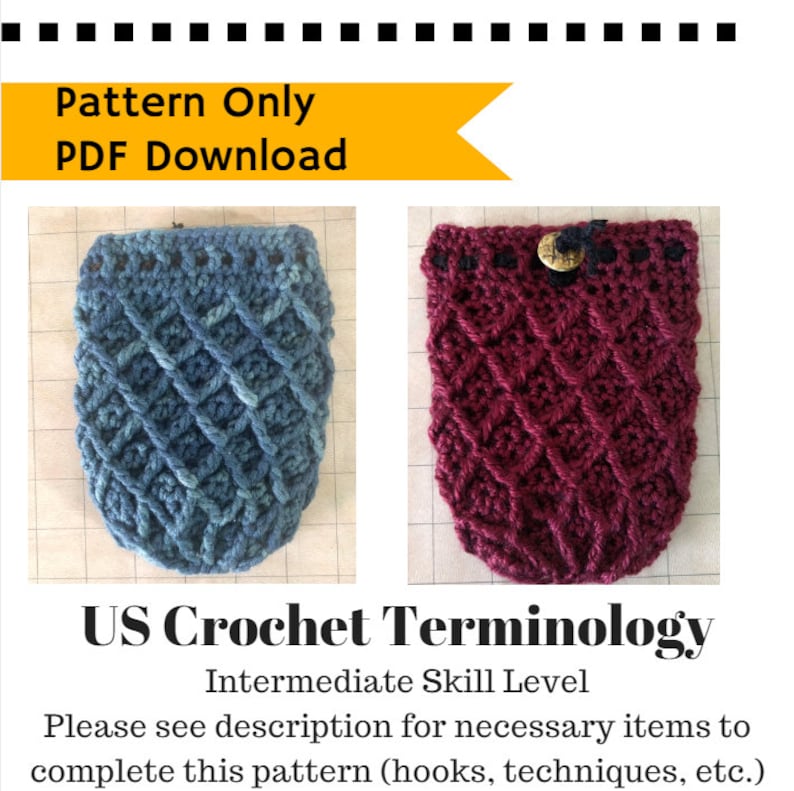 PATTERN: Dice Bag Dragon Egg, crochet pattern drawstring bag, crochet tutorial, RPG dice bag instructions, roleplaying bag, intermediate image 3