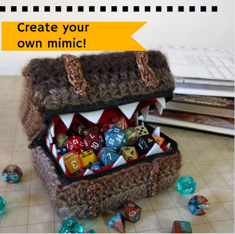 PATTERN Mimic Treasure Chest Dice Box Crochet Tutorial Etsy
