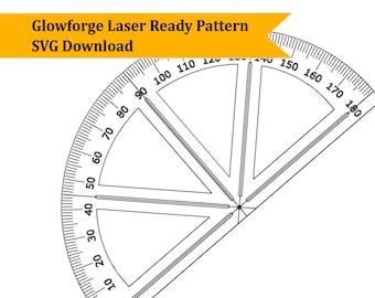 SVG Protractor file for Glowforge, Laser Cut, Digital download, Clipart, angle guide mathematical ruler