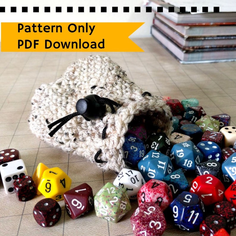 PATTERN: Testicle Dice ball Bag, mature crochet pattern drawstring bag sack, crochet tutorial, instructions, roleplaying bag, easy US terms image 4