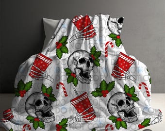 Merry AF  Holiday seamless png, skull mistletoe sublimation