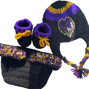 Baltimore ravens baby crochet set