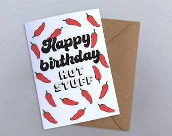 Tarjeta de cumpleaños con un toque picante · Tarjeta para los amantes del chile · Tarjeta de cumpleaños con chile para tu pareja (12,7 x 18,8 cm)