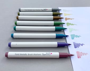 Papermania Metallic Brush Pens – metallic lettering pens · bujo pens · brush calligraphy pens · brush tip pens · metallic brush markers