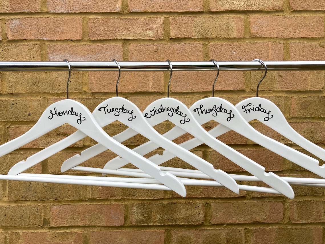 Wooden Weekday Hangers Days of the Week Clothes Hangers – Set of 5 ...