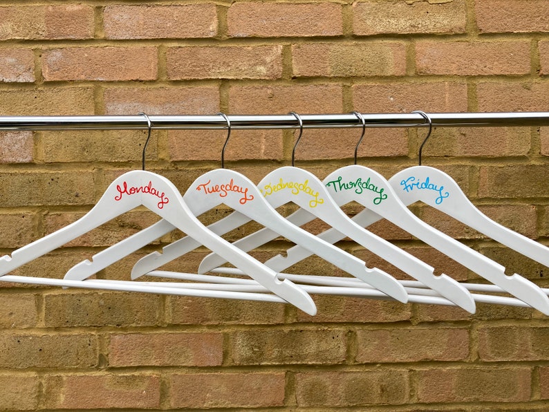 Wooden Weekday Hangers Days of the Week Clothes Hangers Set - Etsy
