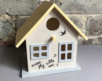 Caja decorativa para pájaros · Decoración de caja de canto de pájaro · Adorno de primavera · Pajarera de madera · Decoración de sala de estar · Regalo del Día de la Madre