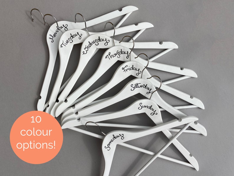 White Wooden Days of the Week Clothes Hangers Set of 8 Hand | Etsy UK