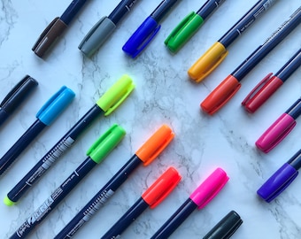 Bolígrafos de pincel Tombow Fudenosuke (punta blanda, punta dura y color), bolígrafos Fude, bolígrafos de dibujo artístico, bolígrafos de caligrafía Tombow, bolígrafos para lettering.