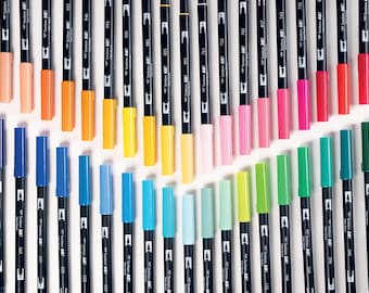 Rotuladores Tombow ABT Dual Brush: rotuladores para lettering de color, bolígrafos bujo, rotuladores de caligrafía Tombow, rotuladores con punta de pincel (70 colores diferentes disponibles)