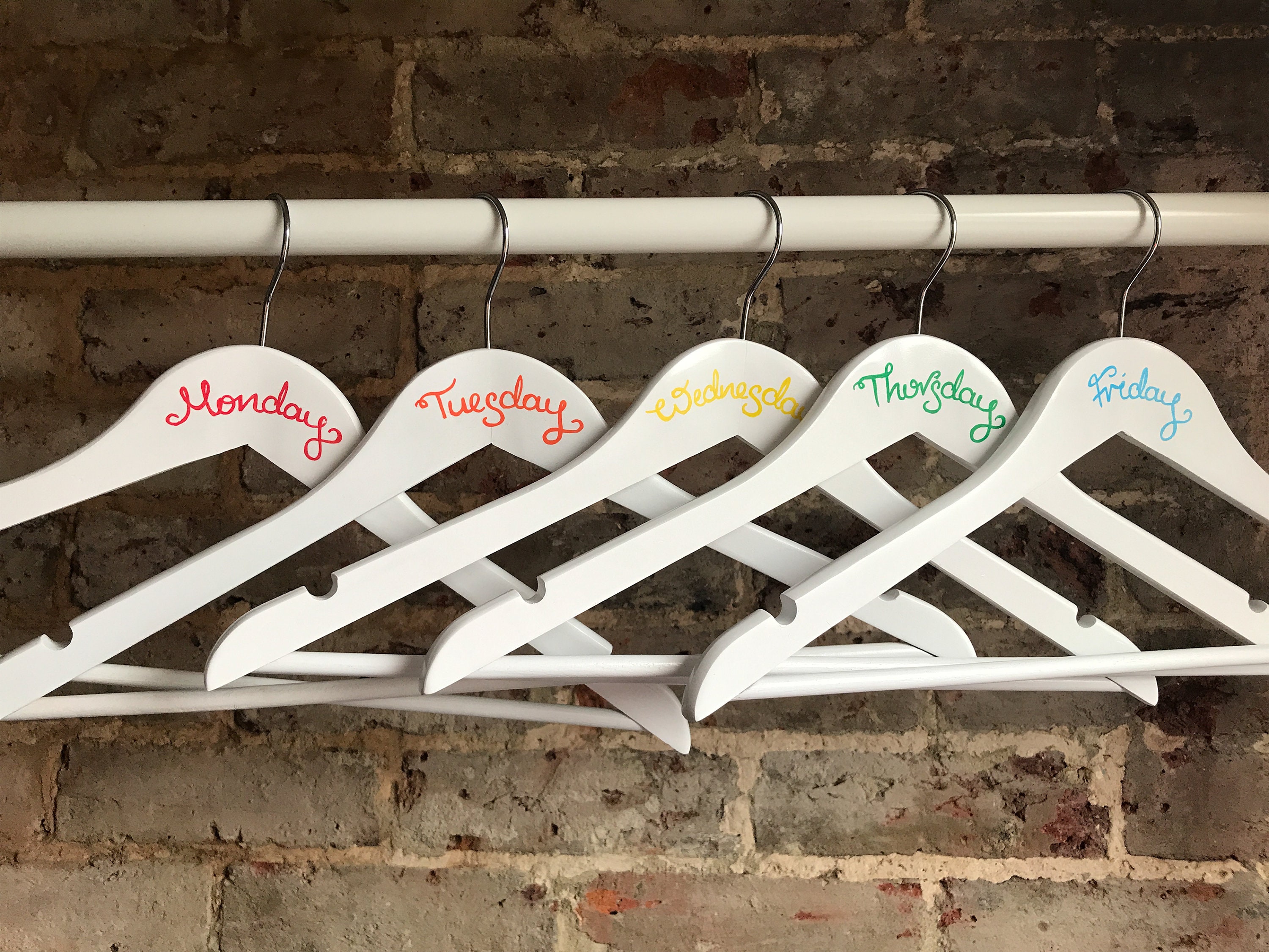 Wooden weekday hangers days of the week clothes hangers set of | Etsy