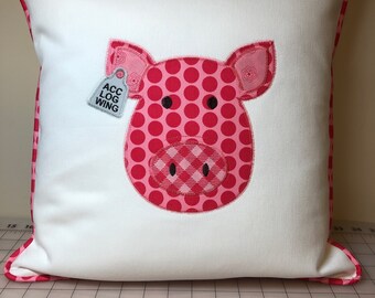 Handmade Appliqued Pig Pillow: Personalized Military Wife Gift
