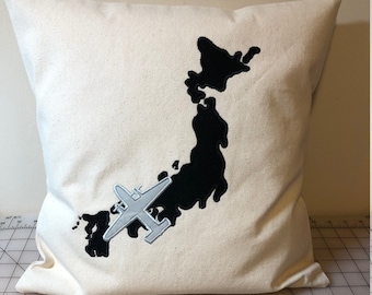 Handmade E-2 Hawkeye Pillow: Iwakuni Japan Canvas Pillow