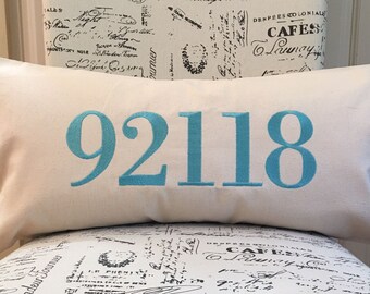 Handmade 12"x24" 92118 Pillow Coronado Crown City Nado Housewarming Gift Zipcode Pillow