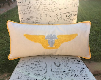 Handmade 12"x24" Naval Aviation Maintenance Duty Officer Wings AMDO Lumbar Pillow Christmas Gift Personalized