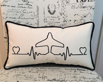 Embroidered A6-E Intruder Heartbeat Pillow Cover: Pilot Gift