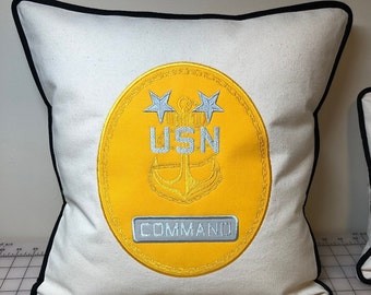 Handmade Navy Command Master Chief Pillow Cover: Personalized Military Gift