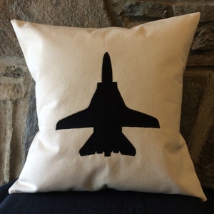 Handmade F-14 Tomcat Silhouette 16&quot;x16&quot; Canvas Pillow Pilot Christmas Gift Personalized