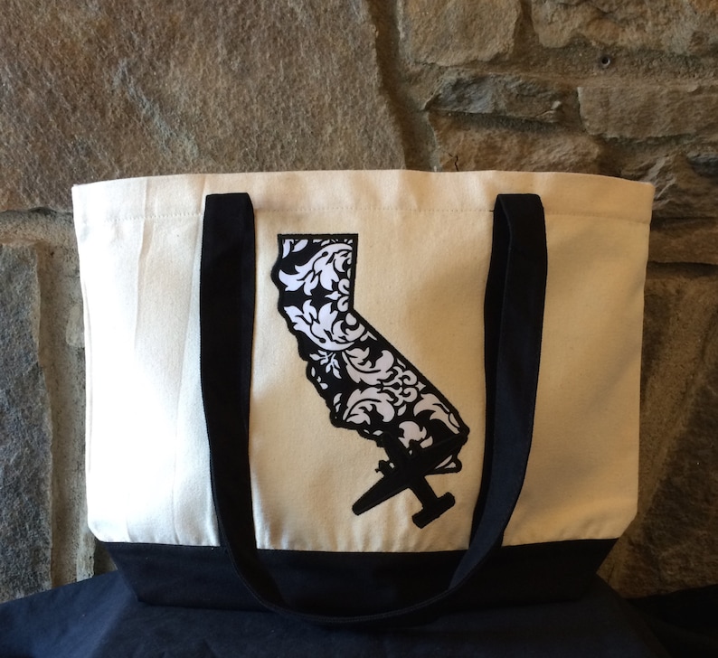 Canvas Tote Bag with C-2A Greyhound or E-2CD Hawkeye over California Christmas Gift VRC VAW