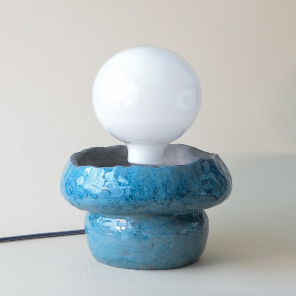 Modern Contemporary Blue Table Lamp Etsy